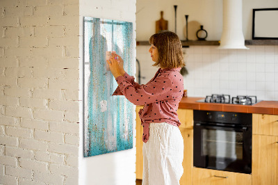 Wandbord van glas magnetisch en uitwisbaar Vintage hout
