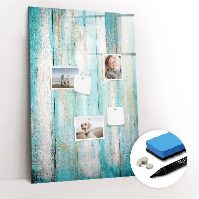 Wandbord van glas magnetisch en uitwisbaar Vintage hout