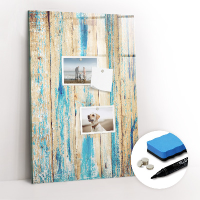 Magnetisch memobord van glas voor aan de muur Verouderd hout