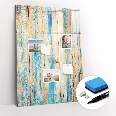 Magnetisch memobord van glas voor aan de muur Verouderd hout