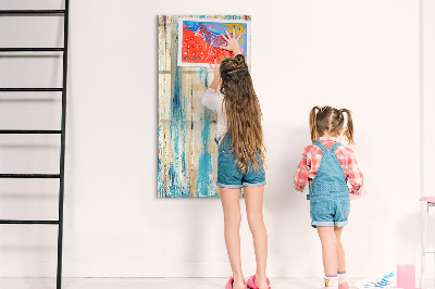 Magnetisch memobord van glas voor aan de muur Verouderd hout