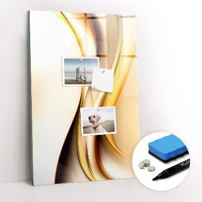 Glazen magneetbord met decoratieve print De gouden golf van abstractie