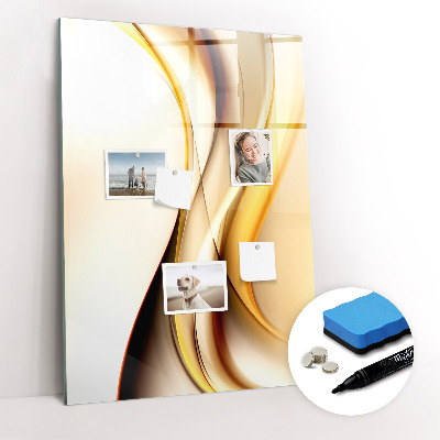 Glazen magneetbord met decoratieve print De gouden golf van abstractie