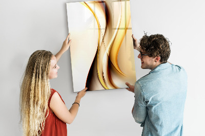 Glazen magneetbord met decoratieve print De gouden golf van abstractie