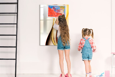 Glazen magneetbord met decoratieve print De gouden golf van abstractie