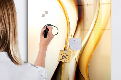 Glazen magneetbord met decoratieve print De gouden golf van abstractie