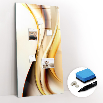 Glazen magneetbord met decoratieve print De gouden golf van abstractie