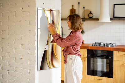 Glazen magneetbord met decoratieve print De gouden golf van abstractie