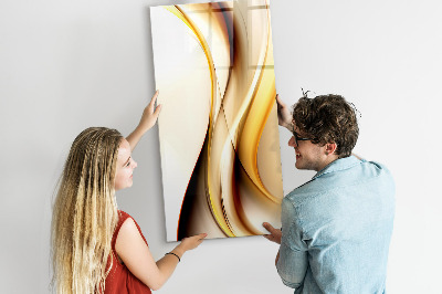 Glazen magneetbord met decoratieve print De gouden golf van abstractie