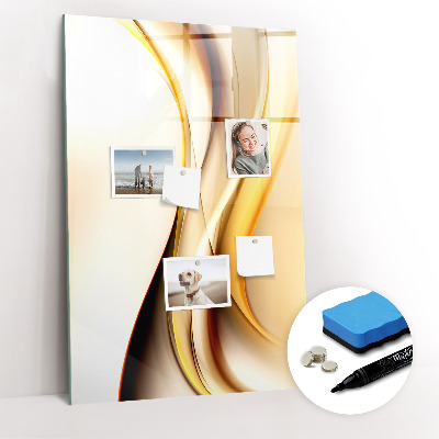 Glazen magneetbord met decoratieve print De gouden golf van abstractie