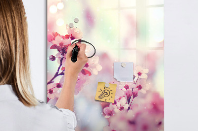Magnetisch memobord van glas voor aan de muur Lentebloemen