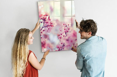 Magnetisch memobord van glas voor aan de muur Lentebloemen