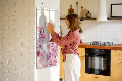 Magnetisch memobord van glas voor aan de muur Lentebloemen