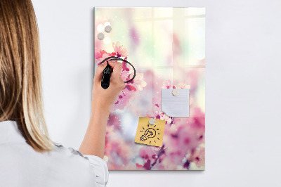 Magnetisch memobord van glas voor aan de muur Lentebloemen