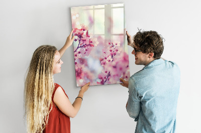 Magnetisch memobord van glas voor aan de muur Lentebloemen