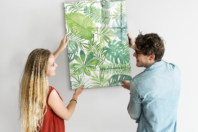 Glazen magneetbord met decoratieve print Aquarelbladeren
