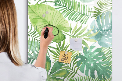 Glazen magneetbord met decoratieve print Aquarelbladeren