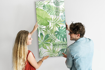 Glazen magneetbord met decoratieve print Aquarelbladeren