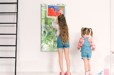Glazen magneetbord met decoratieve print Aquarelbladeren