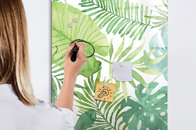 Glazen magneetbord met decoratieve print Aquarelbladeren