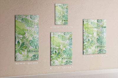 Glazen magneetbord met decoratieve print Aquarelbladeren
