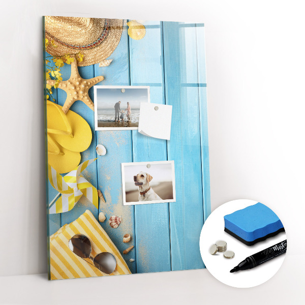 Wandbord van glas magnetisch en uitwisbaar Strandaccessoires