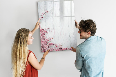 Magnetisch memobord van glas voor aan de muur Bloemen op hout