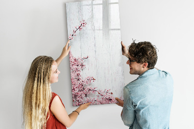 Magnetisch memobord van glas voor aan de muur Bloemen op hout