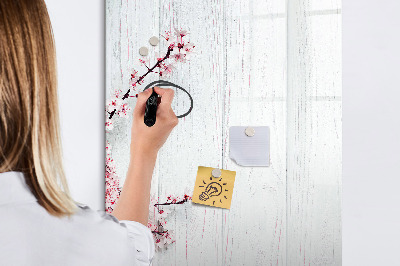 Magnetisch memobord van glas voor aan de muur Bloemen op hout