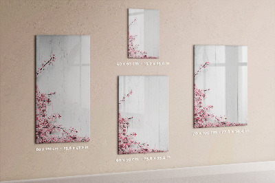 Magnetisch memobord van glas voor aan de muur Bloemen op hout