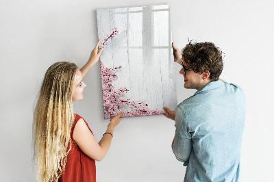 Magnetisch memobord van glas voor aan de muur Bloemen op hout