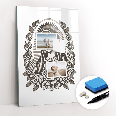 Magnetisch memobord van glas voor aan de muur Maagd van Guadalupe