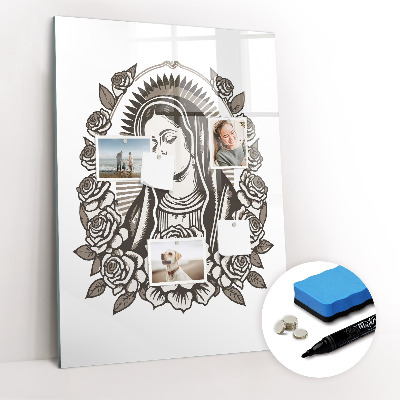 Magnetisch memobord van glas voor aan de muur Maagd van Guadalupe