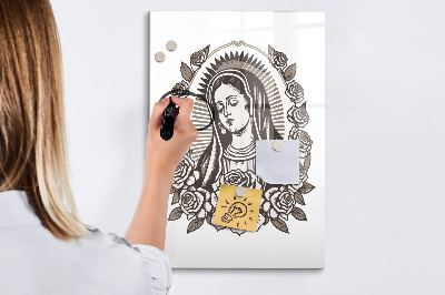 Magnetisch memobord van glas voor aan de muur Maagd van Guadalupe