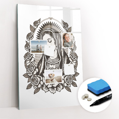 Magnetisch memobord van glas voor aan de muur Maagd van Guadalupe
