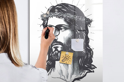 Wandbord van glas magnetisch en uitwisbaar Jezus Christus