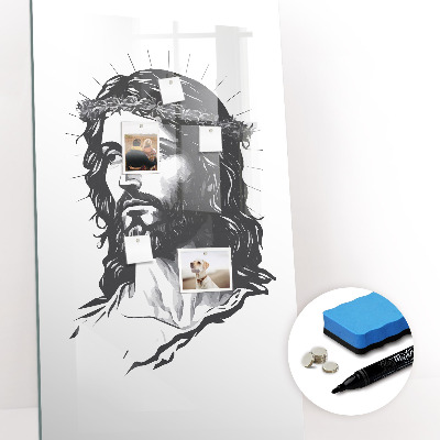 Wandbord van glas magnetisch en uitwisbaar Jezus Christus