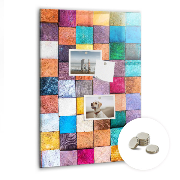 Memo bord Kleurrijke houten kubussen