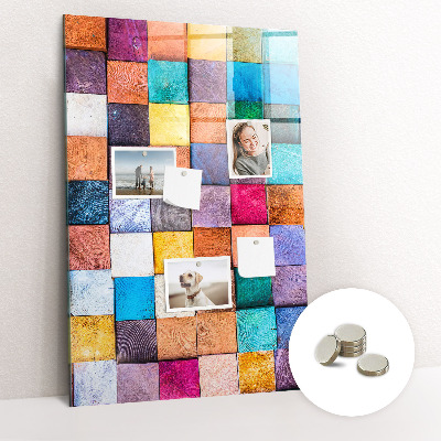 Memo bord Kleurrijke houten kubussen