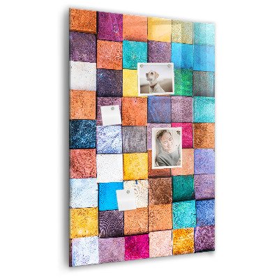 Memo bord Kleurrijke houten kubussen