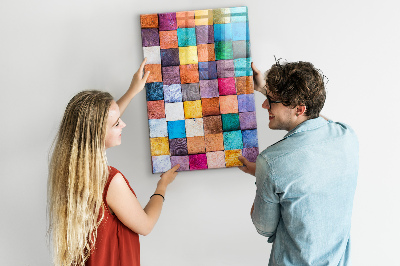 Memo bord Kleurrijke houten kubussen