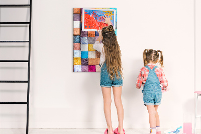 Memo bord Kleurrijke houten kubussen