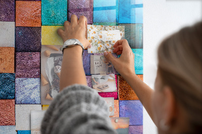 Memo bord Kleurrijke houten kubussen