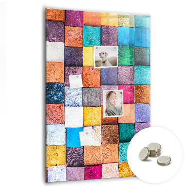 Memo bord Kleurrijke houten kubussen