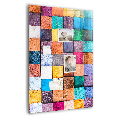 Memo bord Kleurrijke houten kubussen