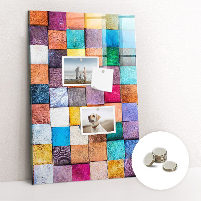 Memo bord Kleurrijke houten kubussen