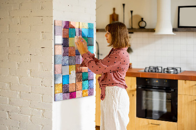 Memo bord Kleurrijke houten kubussen