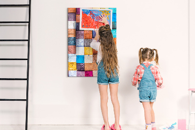 Memo bord Kleurrijke houten kubussen