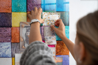 Memo bord Kleurrijke houten kubussen