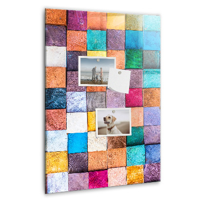 Memo bord Kleurrijke houten kubussen